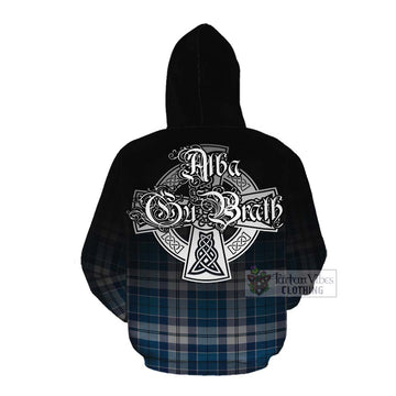 Hutton Tartan Cotton Hoodie Featuring Alba Gu Brath Family Crest Celtic Inspired Pullover Hoodie - Tartan Vibes Clothing