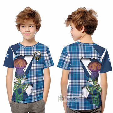 Hutton Tartan Family Crest Kid T-Shirt Scottish Thistle Celtic Inspired - Tartan Vibes Clothing