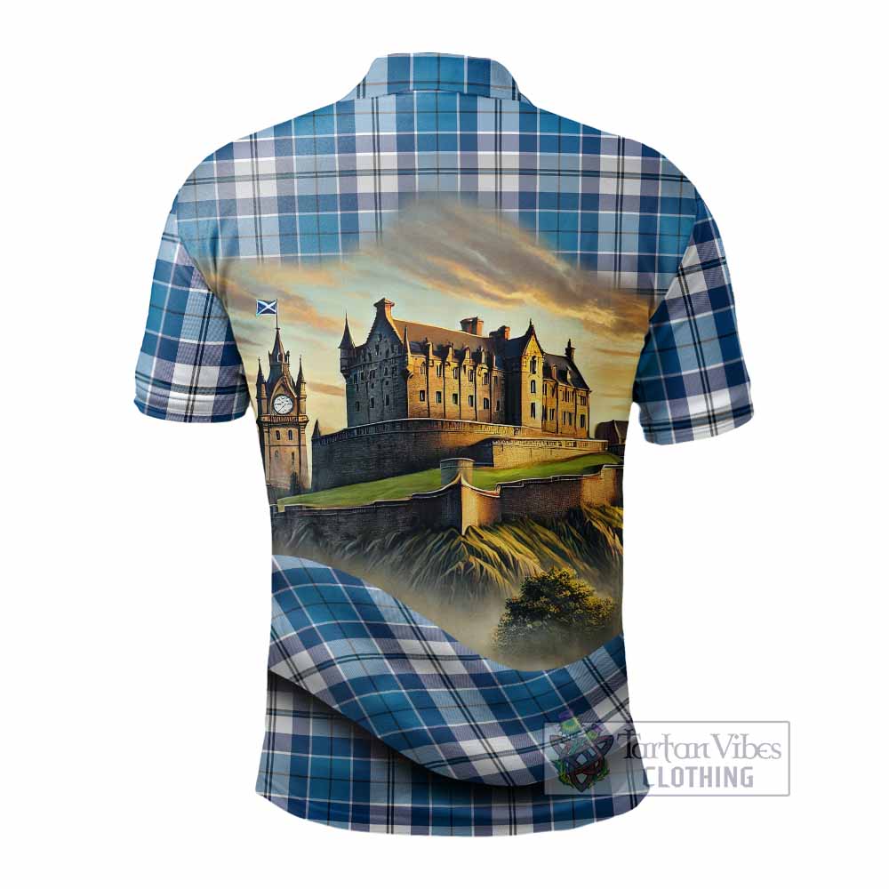 Hutton Tartan Family Crest Polo Shirt with Scottish Ancient Castle Style - Tartan Vibes Clothing