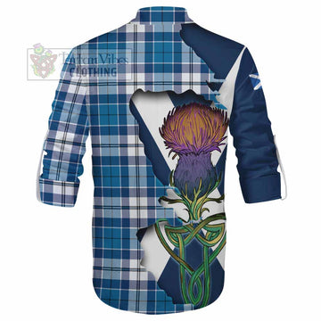 Hutton Tartan Family Crest Ghillie Kilt Shirt Scottish Thistle Celtic Inspired - Tartan Vibes Clothing