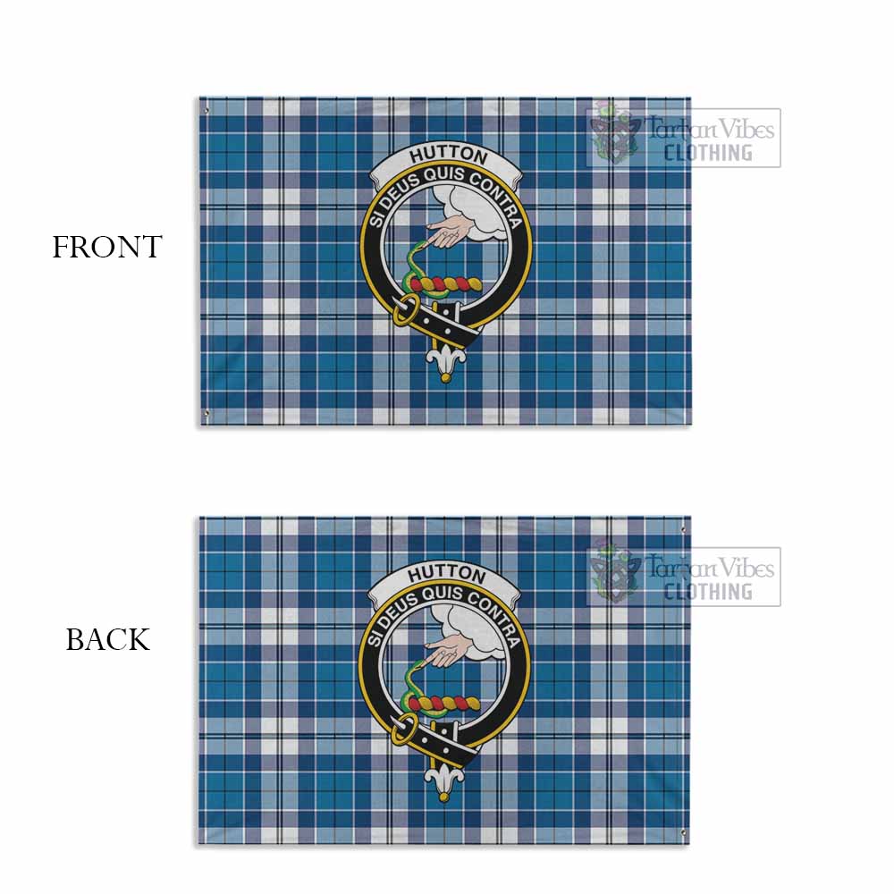 Hutton Tartan House Flag with Family Crest - Tartan Vibes Clothing