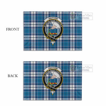 Hutton Tartan House Flag with Family Crest - Tartan Vibes Clothing