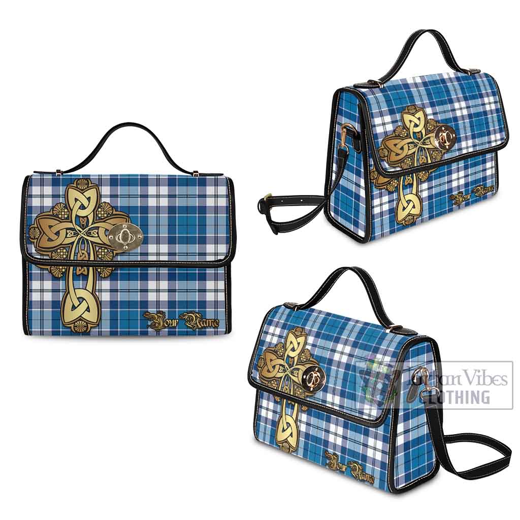 Hutton Tartan Waterproof Canvas Bag Golden Thistle Celtic Cross Style - Tartan Vibes Clothing