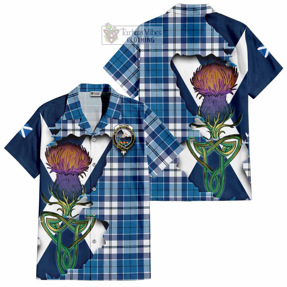 Hutton Tartan Family Crest Hawaiian Shirt Scottish Thistle Celtic Inspired - Tartan Vibes Clothing