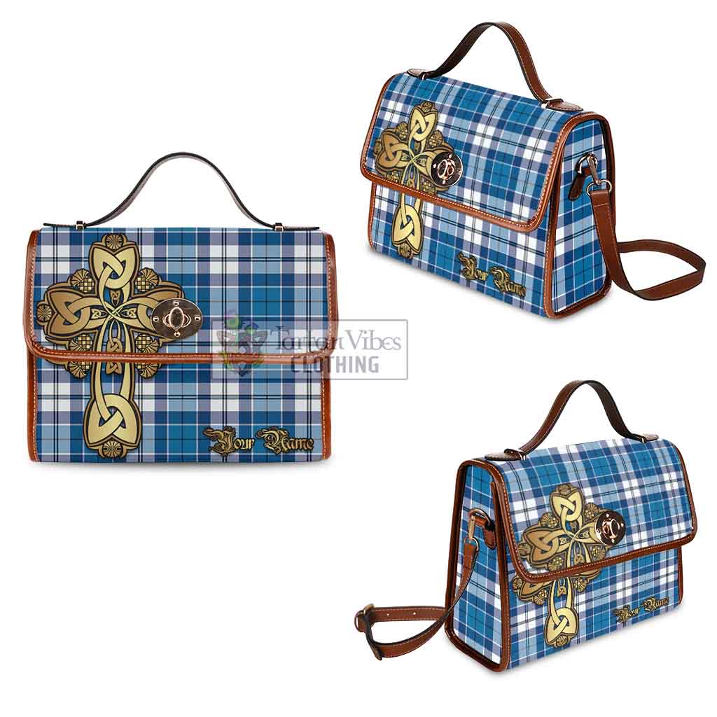 Hutton Tartan Waterproof Canvas Bag Golden Thistle Celtic Cross Style - Tartan Vibes Clothing