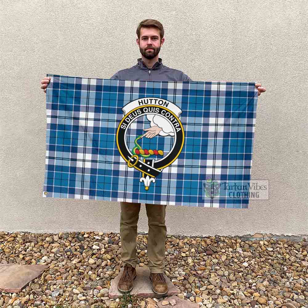 Hutton Tartan House Flag with Family Crest - Tartan Vibes Clothing