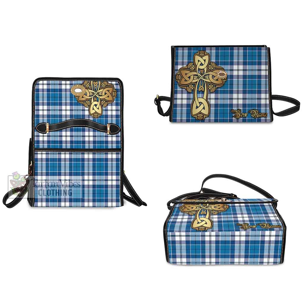 Hutton Tartan Waterproof Canvas Bag Golden Thistle Celtic Cross Style - Tartan Vibes Clothing