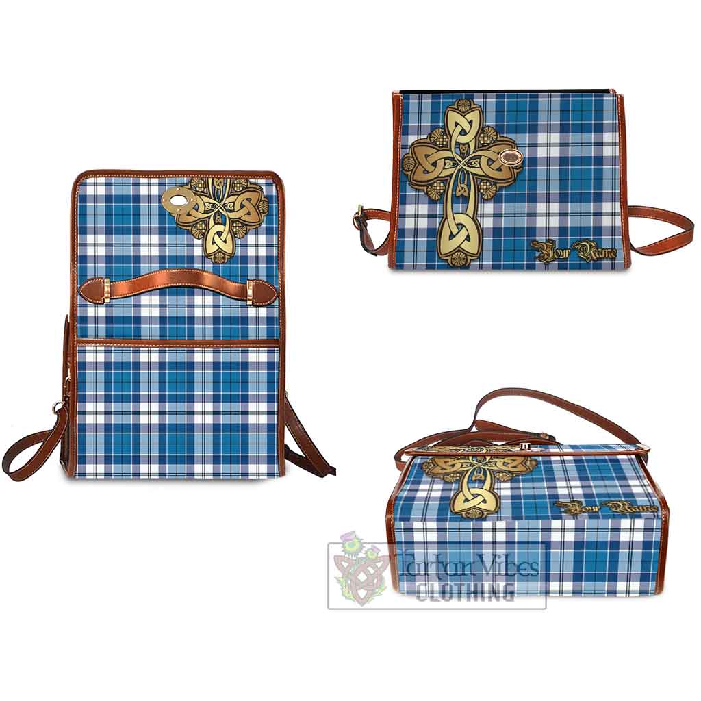Hutton Tartan Waterproof Canvas Bag Golden Thistle Celtic Cross Style - Tartan Vibes Clothing