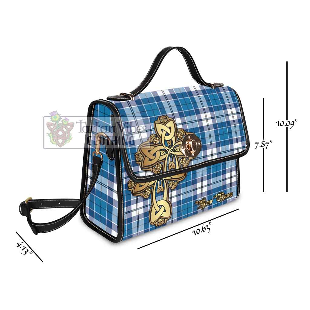 Hutton Tartan Waterproof Canvas Bag Golden Thistle Celtic Cross Style - Tartan Vibes Clothing