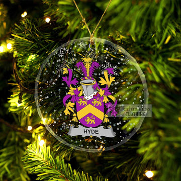 Hyde Irish Clan Christmas Glass Ornament with Coat of Arms