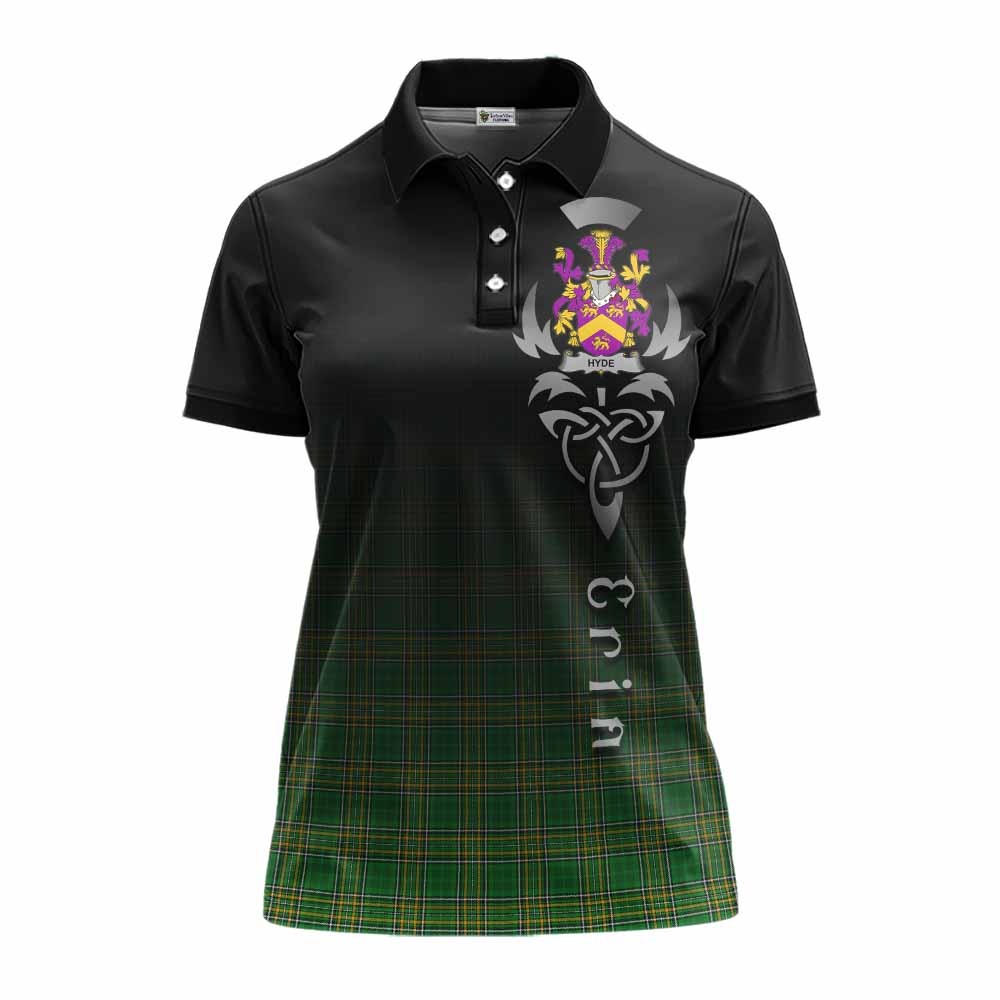 Hyde Irish Clan Women's Polo Shirt with Coat of Arms Erin Go Bragh Celtic Inspired Women - Tartan Vibes Clothing