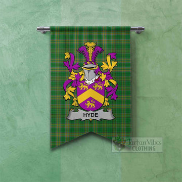 Hyde Irish Clan Tartan Gonfalon, Tartan Banner with Coat of Arms Fishtail - Tartan Vibes Clothing
