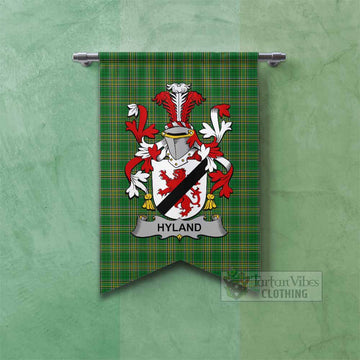 Hyland Irish Clan Tartan Gonfalon, Tartan Banner with Coat of Arms Fishtail - Tartan Vibes Clothing