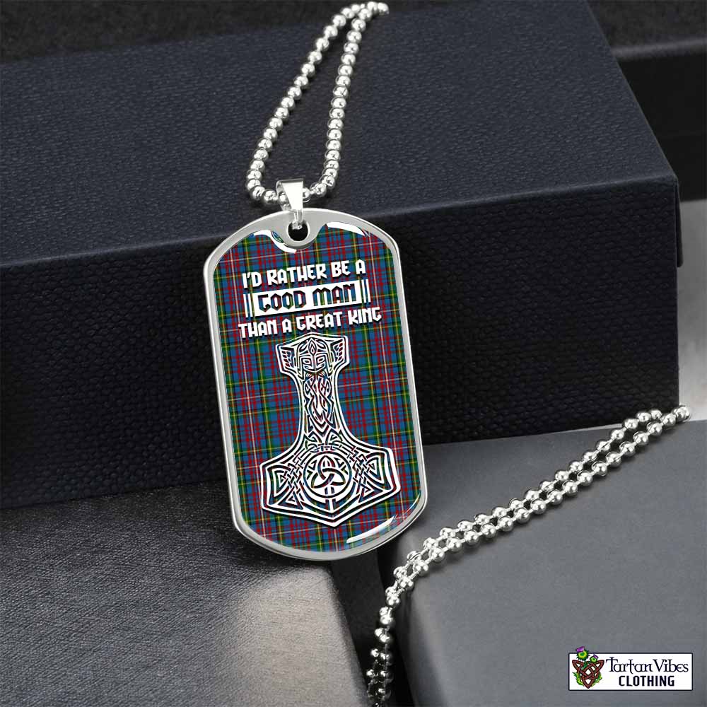 Tartan Vibes Clothing Hyndman Tartan Dog Tag Necklace Viking Mjolnir Style