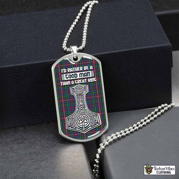 Hyndman Tartan Dog Tag Necklace Viking Mjolnir Style