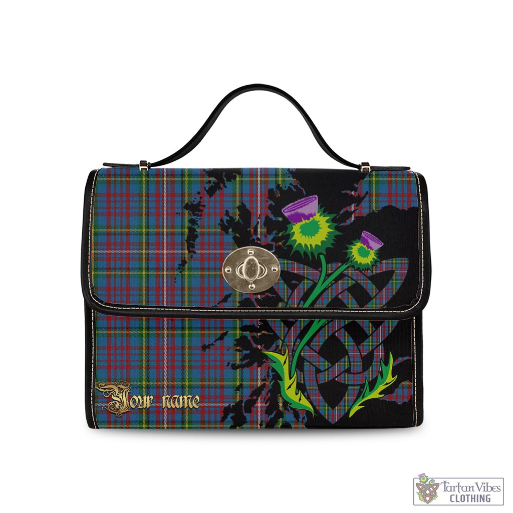 Tartan Vibes Clothing Hyndman Tartan Waterproof Canvas Bag with Scotland Map and Thistle Celtic Accents