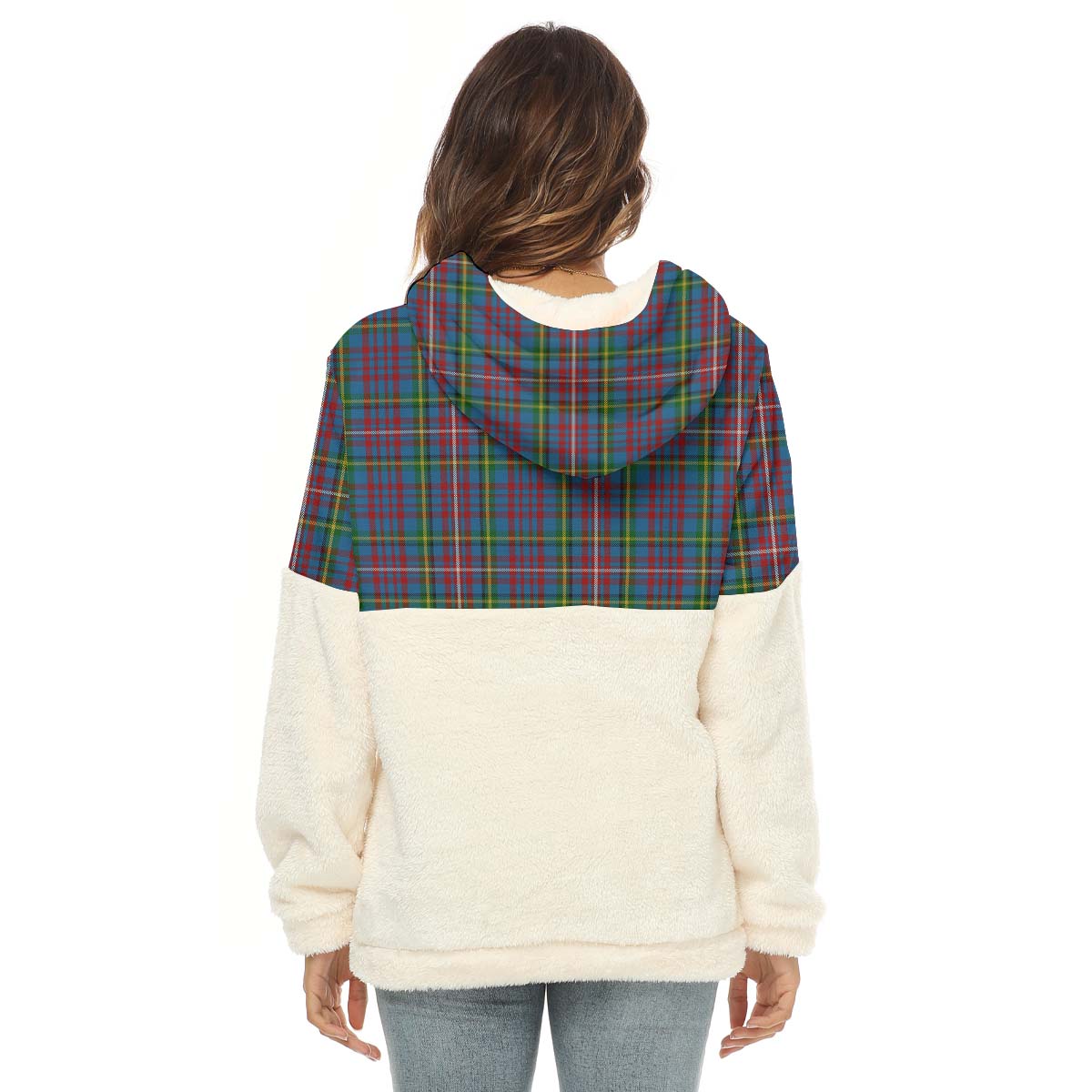 Hyndman Tartan Women's Borg Fleece Hoodie With Half Zip - Tartan Vibes Clothing