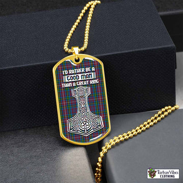 Hyndman Tartan Dog Tag Necklace Viking Mjolnir Style