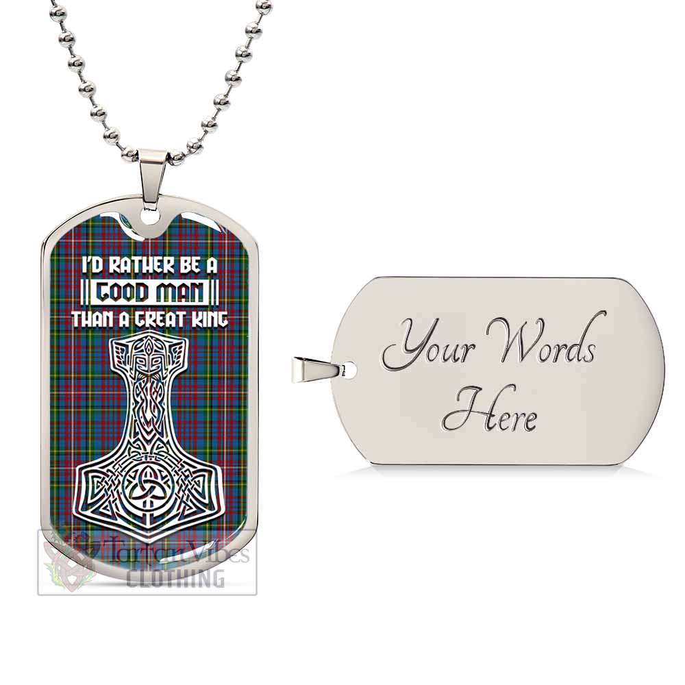 Tartan Vibes Clothing Hyndman Tartan Dog Tag Necklace Viking Mjolnir Style