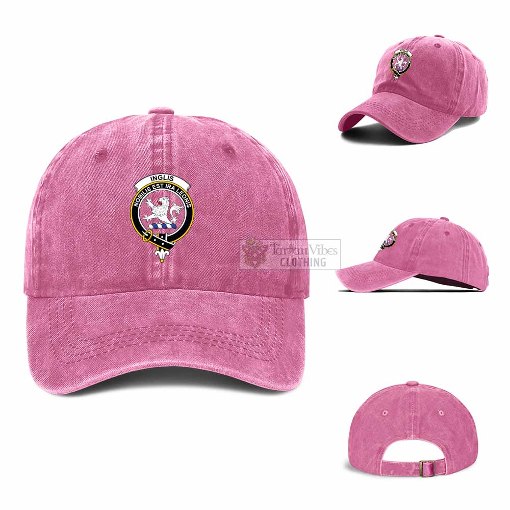 Inglis Family Crest Denim Baseball Cap - 2D-tartanvibesclothing