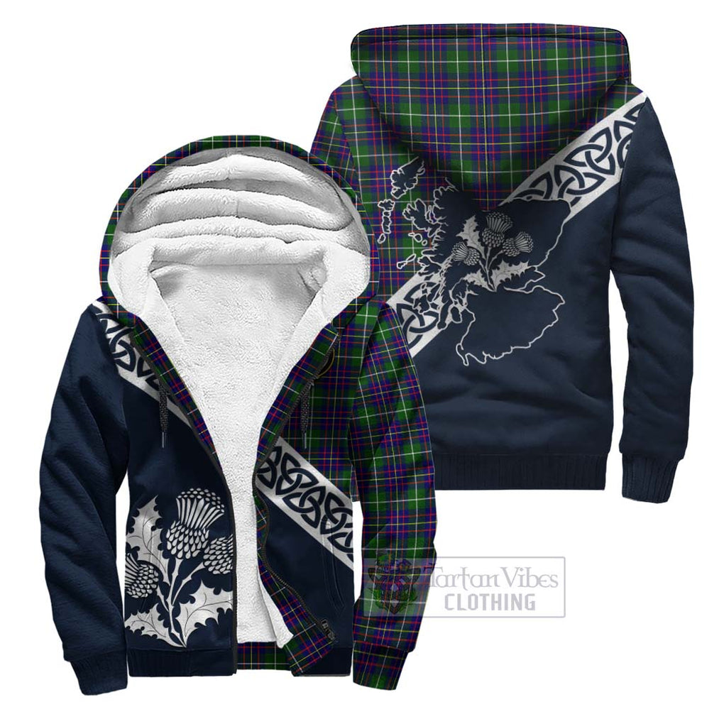 Tartan Vibes Clothing Inglis Tartan Sherpa Hoodie Featuring Thistle and Scotland Map