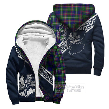 Inglis Tartan Sherpa Hoodie Featuring Thistle and Scotland Map