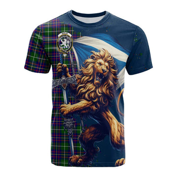 Inglis Tartan Family Crest Cotton T-shirt with Scottish Majestic Lion Kid's Shirt - Tartan Vibes Clothing