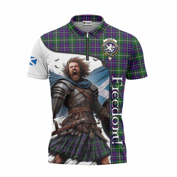 Inglis Crest Tartan Zipper Polo Shirt Inspired by the Freedom of Scottish Warrior