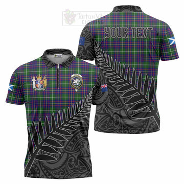 Inglis Crest Tartan Zipper Polo Shirt with New Zealand Silver Fern Half Style Unisex - Tartan Vibes Clothing