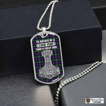 Inglis Tartan Dog Tag Necklace Viking Mjolnir Style Silver No - Tartan Vibes Clothing