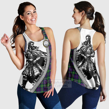 Inglis Tartan Clan Crest Women's Racerback Tanks with Highlander Warrior Celtic Style 4XL - Tartan Vibes Clothing