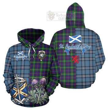 Inglis Tartan Hoodie Happy St. Andrew's Day Half Tartan Style Zip Hoodie - Tartan Vibes Clothing