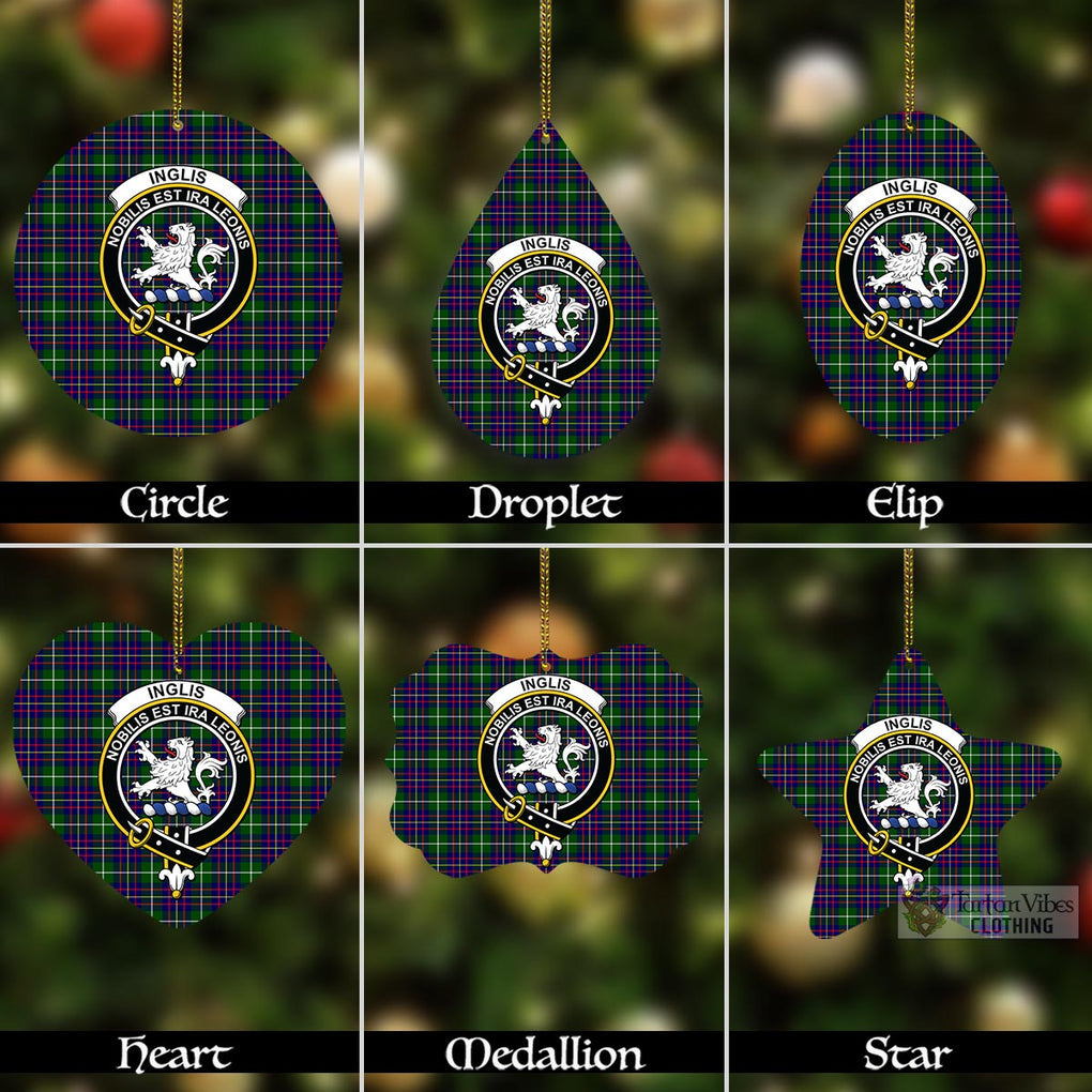 Tartan Vibes Clothing Inglis Tartan Christmas Aluminium Ornament with Family Crest