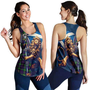 Inglis Tartan Family Crest Women's Racerback Tanks with Scottish Majestic Lion 4XL - Tartan Vibes Clothing