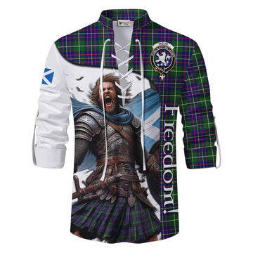 Inglis Crest Tartan Ghillie Kilt Shirt Inspired by the Freedom of Scottish Warrior