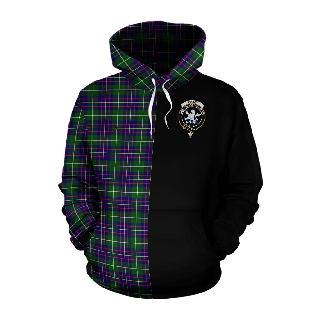 Tartan Vibes Clothing Inglis Tartan Cotton Hoodie with Family Crest and Half Of Me Style