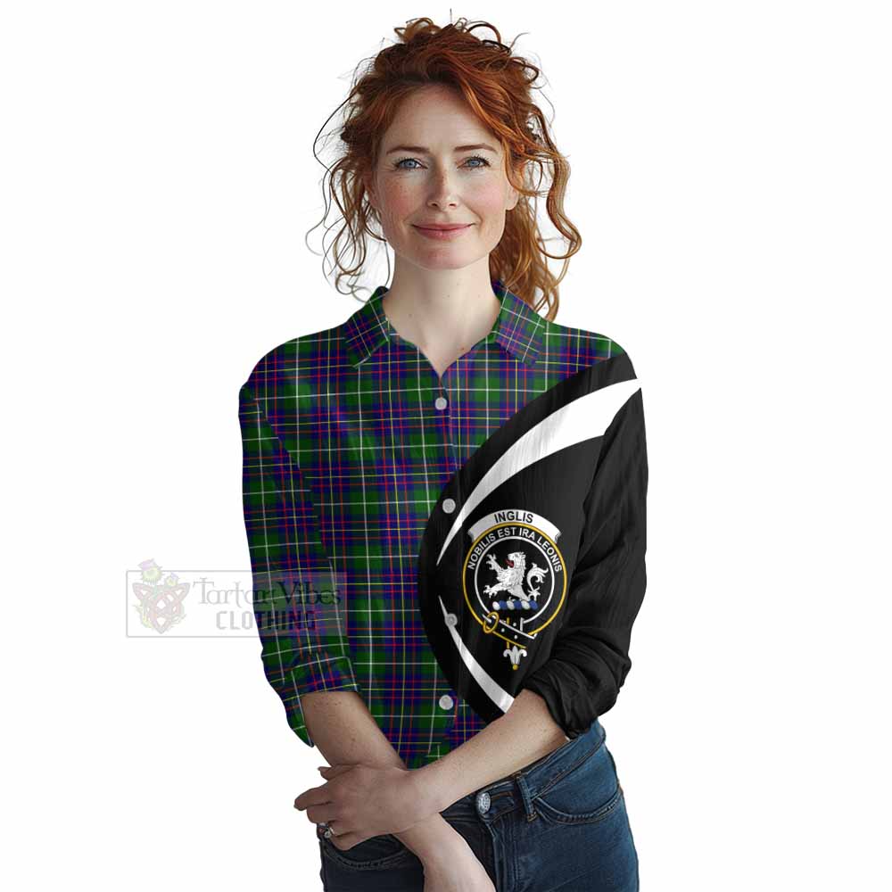 Tartan Vibes Clothing Inglis Tartan Women's Casual Shirt with Family Crest Circle Style