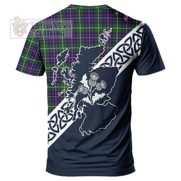 Inglis Tartan T-Shirt Featuring Thistle and Scotland Map - Tartanvibesclothing Store