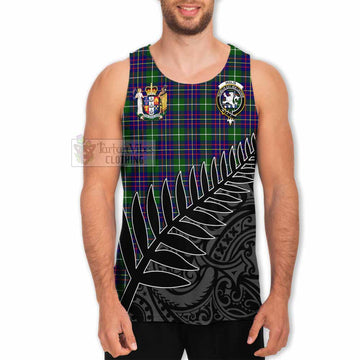 Inglis Crest Tartan Men's Tank Top with New Zealand Silver Fern Half Style - Tartan Vibes Clothing