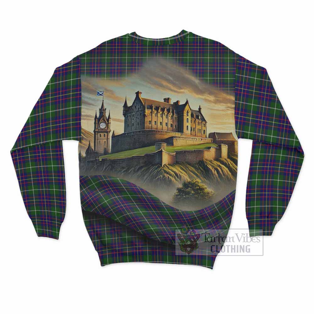 Inglis Tartan Family Crest Sweatshirt with Scottish Ancient Castle Style - Tartan Vibes Clothing