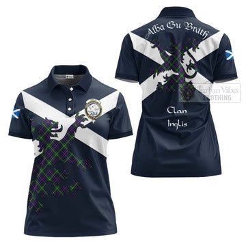 Inglis Tartan Lion Rampant Women's Polo Shirt Proudly Display Your Heritage with Alba Gu Brath and Clan Name - Tartan Vibes Clothing