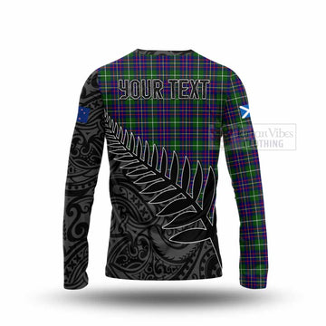 Inglis Crest Tartan Long Sleeve T-Shirt with New Zealand Silver Fern Half Style - Tartan Vibes Clothing