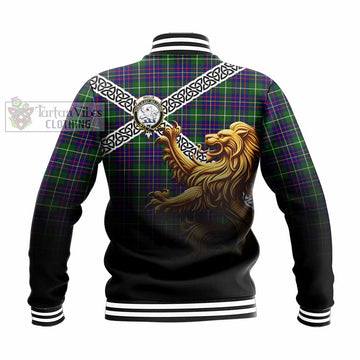 Inglis Crest Tartan Baseball Jacket with Golden Lion Emblem Celtic Style - Tartan Vibes Clothing