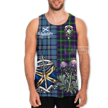 Inglis Tartan Men's Tank Top Happy St. Andrew's Day Half Tartan Style - Tartan Vibes Clothing