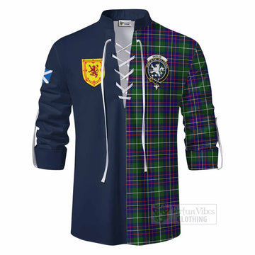 Inglis Tartan Ghillie Kilt Shirt Alba with Scottish Lion Royal Arm Half Style - Tartan Vibes Clothing