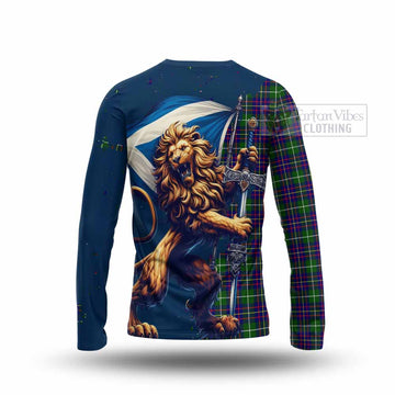 Inglis Tartan Family Crest Long Sleeve T-Shirt with Scottish Majestic Lion - Tartan Vibes Clothing
