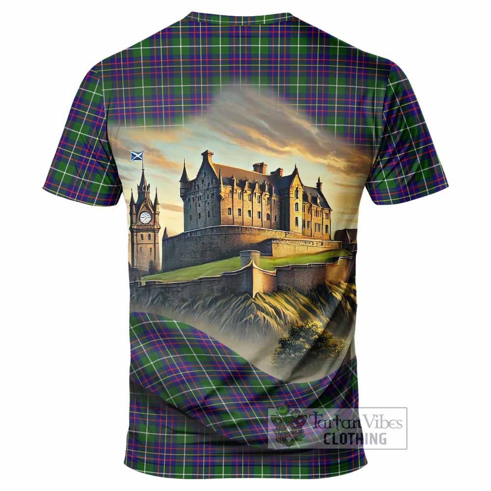 Inglis Tartan Family Crest T-Shirt with Scottish Ancient Castle Style - Tartan Vibes Clothing