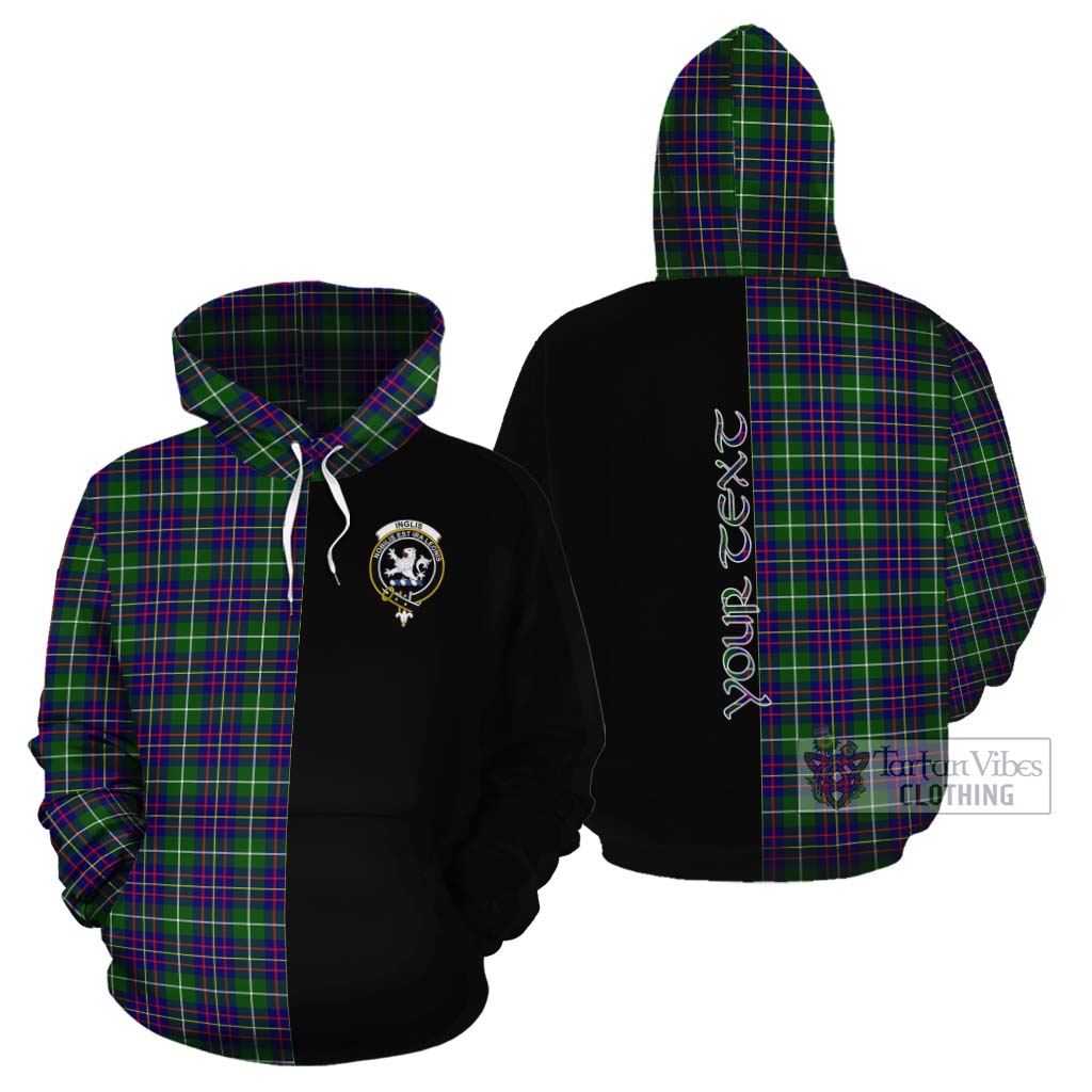 Tartan Vibes Clothing Inglis Tartan Cotton Hoodie with Family Crest and Half Of Me Style