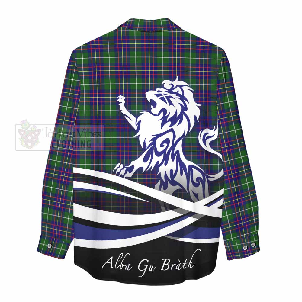 Tartan Vibes Clothing Inglis Tartan Women's Casual Shirt with Alba Gu Brath Regal Lion Emblem