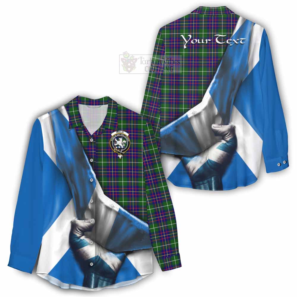 Tartan Vibes Clothing Inglis Tartan Women's Casual Shirt with Family Crest Scotland Patriotic Style